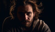 © djvstock - One man serious portrait exudes masculinity generated by AI