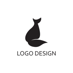 Wall Mural - simple black fox sit down for logo company design