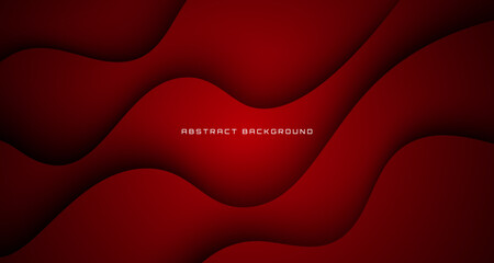 Poster - 3D red geometric abstract background overlap layer on dark space with waves effect decoration. Graphic design element cutout style concept for banner, flyer, card, brochure cover, or landing page