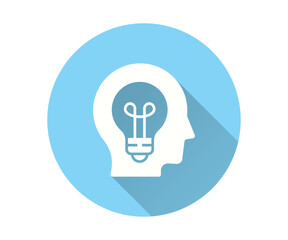 Poster - brainstorm icon with long shadow for graphic and web design.