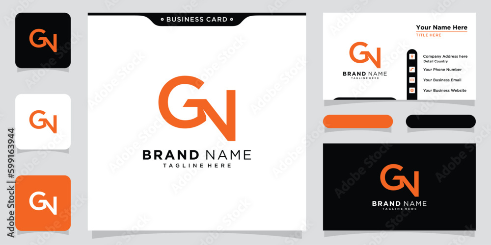 Initial letter GN or NG logo design template Stock Vector | Adobe Stock