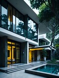 Fototapeta Fototapeta Londyn - Photo of a contemporary house with a stunning pool in the foreground