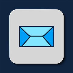 Poster - Filled outline Envelope icon isolated on blue background. Email message letter symbol. Vector