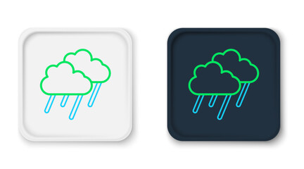 Sticker - Line Cloud with rain icon isolated on white background. Rain cloud precipitation with rain drops. Colorful outline concept. Vector