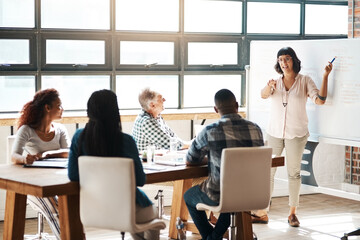 Aufkleber - Take a look at it from this angle. a businesswoman giving a presentation in the boardroom.