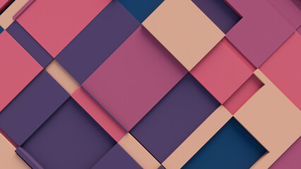 Multicolored Tech Background with a Geometric 3D Structure. Bright, Minimal design with Simple Futuristic Forms. 3D Render.