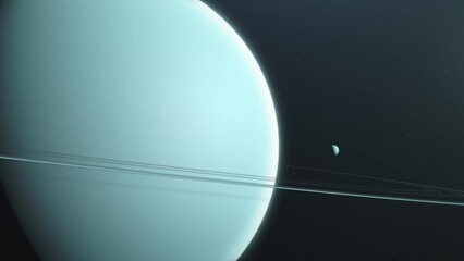 Wall Mural - Planet Uranus and Rings in Outer-space. - Zoom-out animation