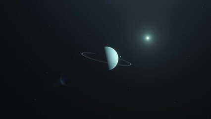 Wall Mural - Planet Uranus in Outer-space, Zoom-in animation