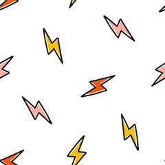 Wall Mural - Seamless pattern with colorful lightning bolt