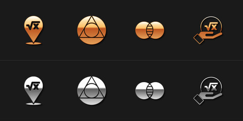 Poster - set square root of x glyph, triangle math, mathematics sets a and b and icon. vector