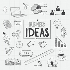 Wall Mural - Hand drawn business idea doodles sketch design