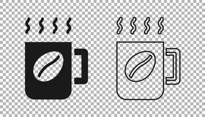 Sticker - Black Coffee cup icon isolated on transparent background. Tea cup. Hot drink coffee. Vector