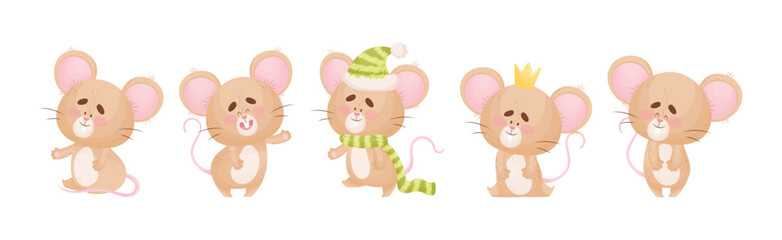 Poster - Cute Little Mouse Character Engaged in Different Activity Vector Set