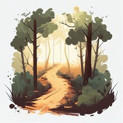 Wall Mural - forest path flat style Generative AI