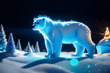 illustration of polar bear in natural arctic environment.