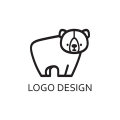 Wall Mural - simple black cute bear for logo company design