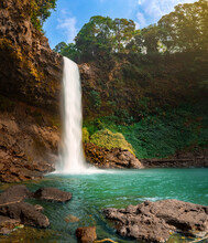 Beautiful E-TU Waterfall. Laos Landscape