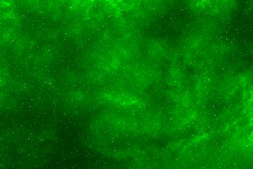 Wall Mural - Abstract green galaxy space background.  Starry night sky.  Glowing stars in the space.  