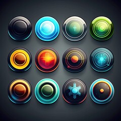 Canvas Print - colorful round game button ai generated