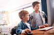 © Nikish H/peopleimages.com - Wow is actually cool. two elementary school children browsing on a computer inside of the class during the day.