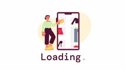 Aufkleber - Animated outfit planning app loader. Changing clothes on mobile animation. Flash message 4K video footage. Isolated color loading progress indicator, alpha channel transparency for UI, UX web design