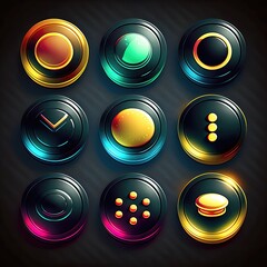 Canvas Print - circle round game button ai generated