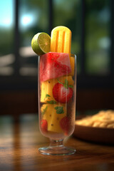 Aufkleber - A refreshing popsicle in a variety of fruit flavors. Generative AI technology.
