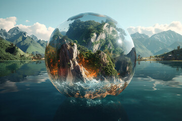 Aufkleber - A diamond with a gradient of blue and green, evoking the colors of the ocean.. Generative AI technology.