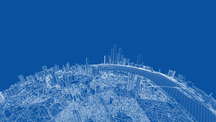 Poster - 3d city sphere. vector rendering of 3d