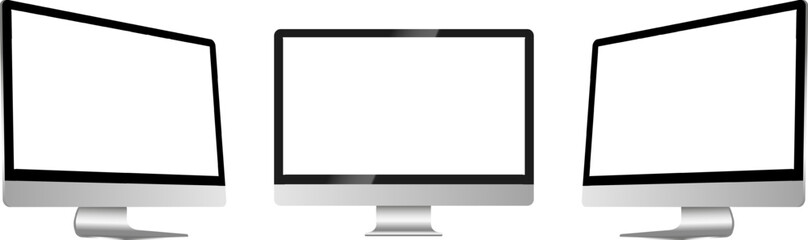 Aufkleber - Realistic Mockup computer. Screen monitor display on three sides with blank screen for your design. Vector EPS 10 and PNG