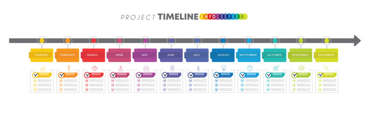 Wall Mural - Roadmap infographic 12 steps timeline concept. Winding road. Vector illustration.