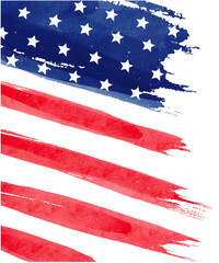 Wall Mural - USA flag with watercolor  brush paint textured. Vector illustration 