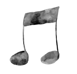 Watercolor isolated black ink music note