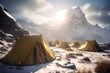 © LukaszDesign - a collection of tents that were set up in the snow. Generative AI