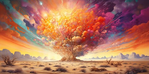 Canvas Print - abstract digital art desert explosion