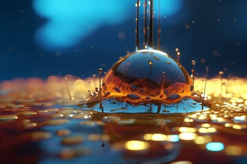 Wall Mural - background with drop of water 3d render