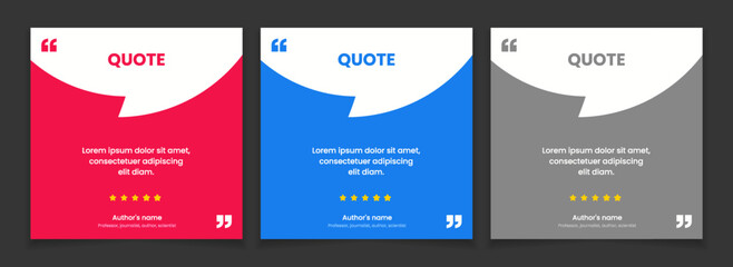 Wall Mural - 3D bubble testimonial banner, quote, infographic. Social media post template designs for quotes. Empty speech bubbles, quote bubbles and text box. Vector Illustration EPS10.