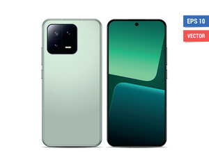 Wall Mural - Realistic vector flat mock-up Xiaomi 13 with blank screen isolated on white background. Scale image any resolution