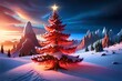 Fantasy Christmas Tree Background Header Wallpaper 3d Illustration. Christmas Eve. Generative AI