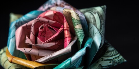 Wall Mural - A close up of a folded flower on a table. AI generative image. Generative AI