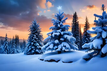 Wall Mural - Blurred Blue Christmas Tree Lights. Christmas Eve. Generative AI