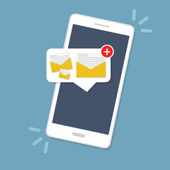 Poster - Nuovo messaggio sullo schermo dello smartphone. Illustrazione