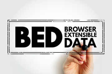 Poster - BED Browser Extensible Data - text file format used to store genomic regions as coordinates and associated annotations, acronym text stamp