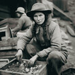 Woman panning for gold in the Klondike, 1890s. Generative AI.