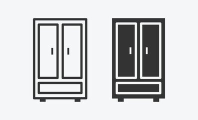 Poster - vector illustration of cupboard isolated icon set. wardrobe flat symbol. linear and filled style flat furniture sign for mobile concept and web design