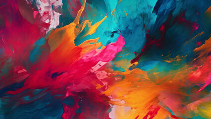 Poster - abstract background of colored paint mixing in water. Colorful abstract background generative ai