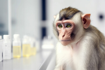Wall Mural - monkey in research laboratory.