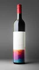 Wine tasting banner,  white and clean minimalistic modern flyer card.  Bottle of wine with colorful design lable. AI generative