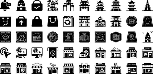 Wall Mural - Mark Icon Set Isolated Silhouette Solid Icons With Mark, Isolated, Sign, Vector, Symbol, Illustration, Icon Infographic Simple Vector Illustration