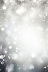 Wall Mural - Shining blurred dark silver bokeh background with glitters and lights. Glowing silver grey holiday banner for christmas, new year and other celebration with bokeh lights and copy space. Generative AI